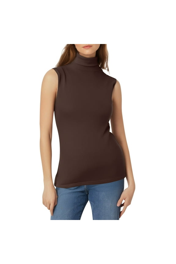 Beat Selling Womens Clothes 2xl Tops Women's Fashion Solid Color Inside A Small Shirt Sleeveless Turtleneck Vest Base Shirt