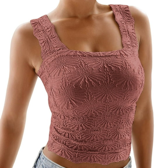 SHITINN Beauty Tops for Women Sleeveless Top Women Womens Square Neck Ribbed Tank Tops Sleeveless Crop Tops Summer Clothes