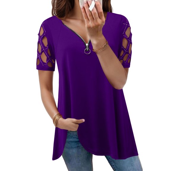 SHITINN Blouse for Women Womens Fashion Round Neck Short Sleeved Printed T Shirt Top Short Sleeve Tops Womens Summer Tops