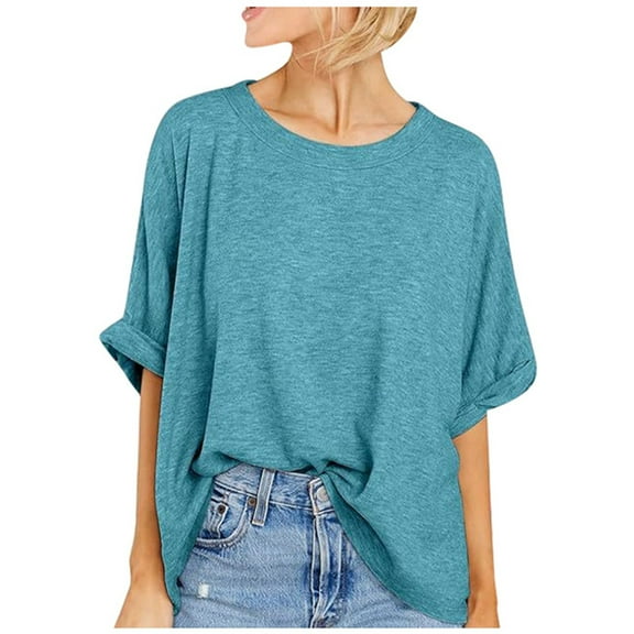SHITINN Blouses for Women Casual Womens Short Sleeve Oversized Tops Summer Crew Neck Loose Casual Tee T Shirt Casual T Shi Short Sleeve Tops Tops for Women Trendy Summer