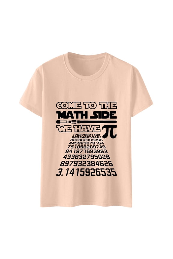 Bruh It's Pi Day and Stylish Design Sense Printed T Shirt Top. Short Sleeve Womens Tops Women Blouse Women's Summer Tops