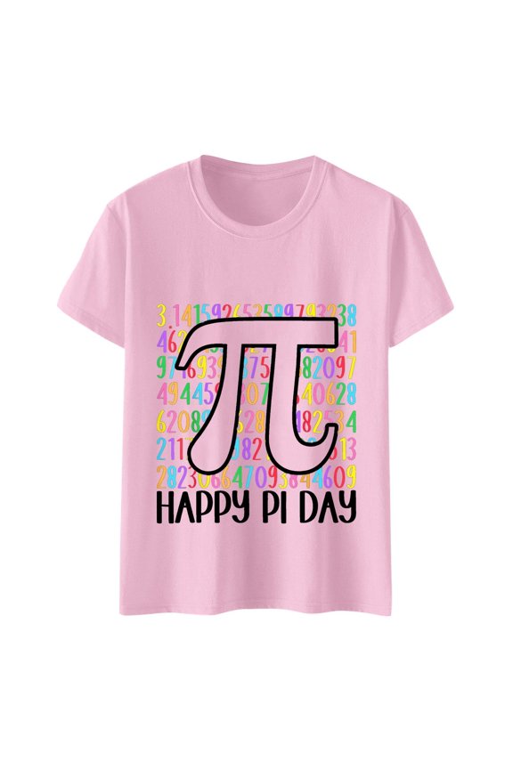 Bruh It's Pi Day and Stylish Design Sense Printed T Shirt Top. Women's Short Sleeve Tops Women's Blouses Summer Shirts