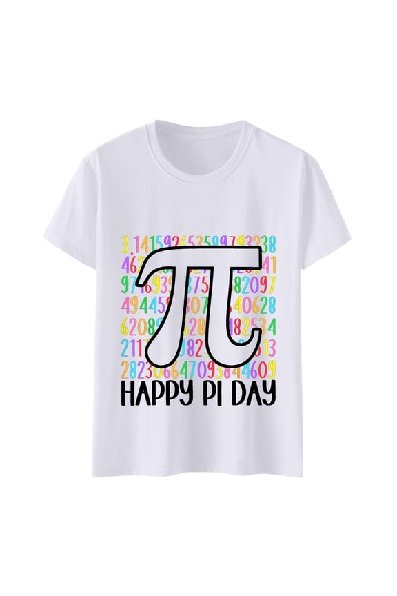 Bruh It's Pi Day and Stylish Design Sense Printed T Shirt Top. Women's Short Sleeve Tops Womens Tshirts Summer Shirts