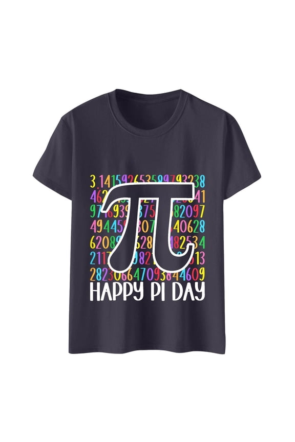 Bruh It's Pi Day and Stylish Design Sense Printed T Shirt Top. Womens Short Sleeve Tops Blouse for Women Summer Top Women