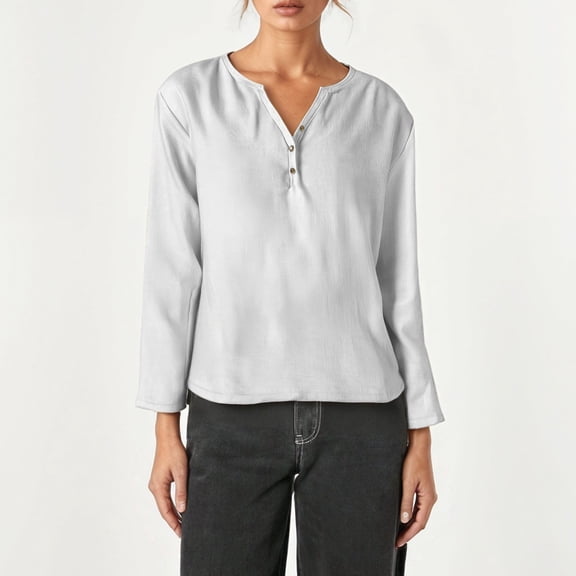 SHITINN Casual Solid Long Sleeve V Neck T Shirt Women Blouses Short Sleeve Blouses for Women Summer Outfits for Women