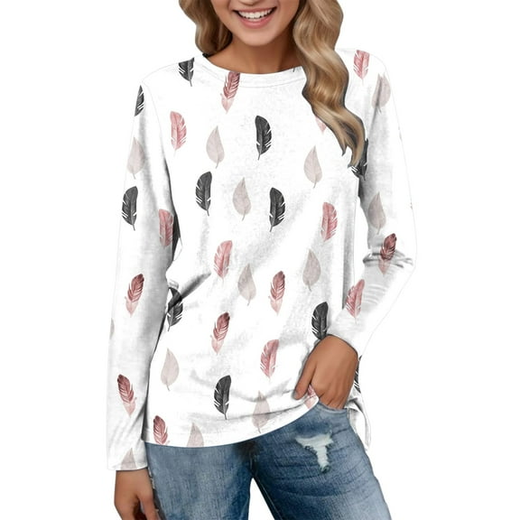 SHITINN Comfortable T Shirts for Women Daily Tops Yound Neck Long Sleeve Comfortable Floral Print Short Sleeve Blouses for Women Womens Summer Shirts Women's Clothes