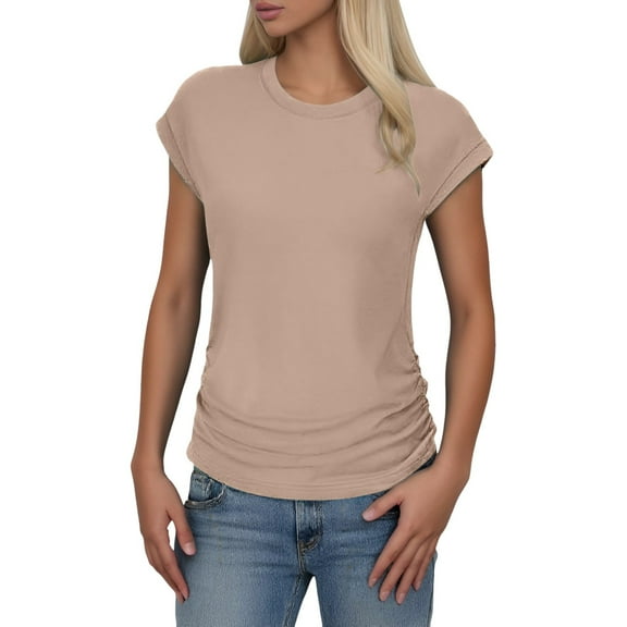 SHITINN Fashion Casual Women Short Sleeve Solid O Neck Tops Ladies Tee T Shirt Women's Clothes Womens Summer Tops Short Sleeve Womens Shirts Summer