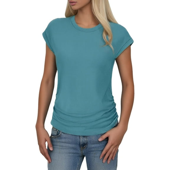 SHITINN Fashion Casual Women Short Sleeve Solid O Neck Tops Ladies Tee T Shirt Women's Fashion Womens Summer Tops Short Sleeve Women's Summer Tops
