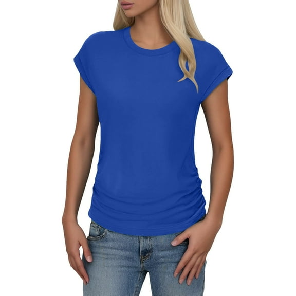 SHITINN Fashion Casual Women Short Sleeve Solid O Neck Tops Ladies Tee T Shirt Womens Blouses Casual Short Sleeve Tunic Tops for Women Tunic Tops