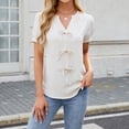thumbnail image 1 of SHITINN Fashionable V Neck Solid Color Short Sleeve T Shirt for Women with Tie Bow Detail Women's Clothes Womens Short Sleeve Tops Shirts for Women Trendy, 1 of 4