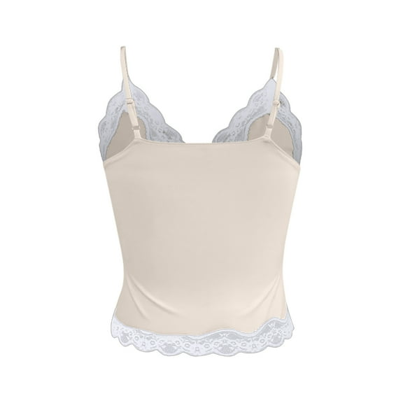 SHITINN Fitted Beach Women Top Women's Lace Splicing Fashion Pure Desire with A Slim Vest Solid Color Top