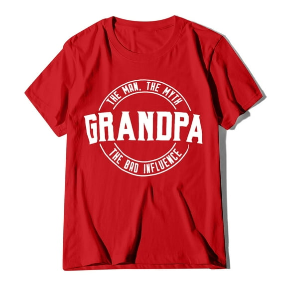 SHITINN Grandpa: Man Bad Influence | Funny Dad Joke Papa Grandfather Humor Tee Shirt for Men T Sh Womens T-Shirts Womens Short Sleeve Shirts Women Clothing