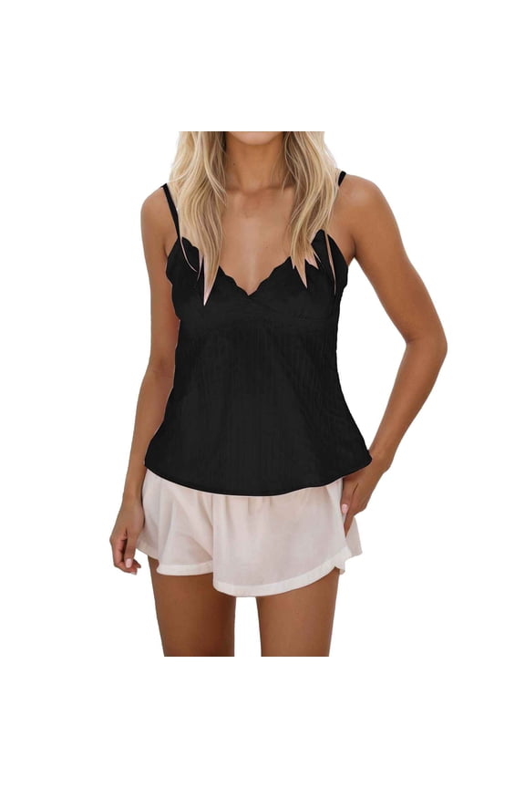 L 5x Womens Tops A Solid Color Slim Fitting Fashionable Strappy Black Eared Backless Vest for Women