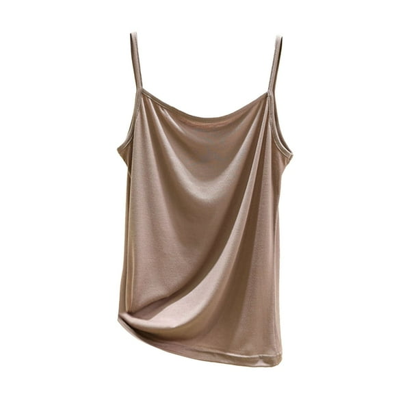SHITINN Khaki Undershirts for Women Women's Soft Strap Camisole Tank Top for Home and Casual Wear Comfortable Layering All Season Basic Undershirt