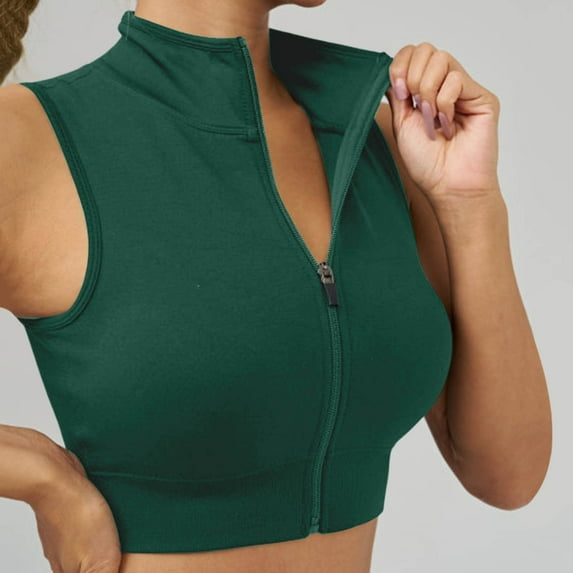 SHITINN Ladies' Comfortable and Casual High Neck Zipper Quick Drying Sports Vest Plain Tops for Women Tight Long Womens Camisoles Womens Camisoles with Support Top Girls Size 12 Neck Crop Top Women's