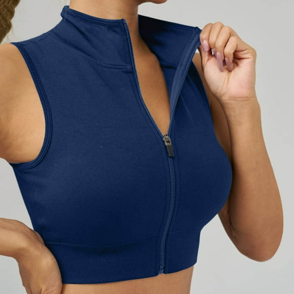 SHITINN Ladies' Comfortable and Casual High Neck Zipper Quick Drying Sports Vest Plain Tops for Women Tight Long Womens Camisoles Womens Camisoles with Support Top Girls Size 12 Neck Crop Top Women's