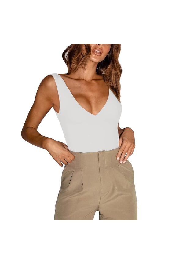 Layering Top Women All The Things Women's Solid Color Thin Summer Bottom Shirt with V Neck Suspender Vest for Women