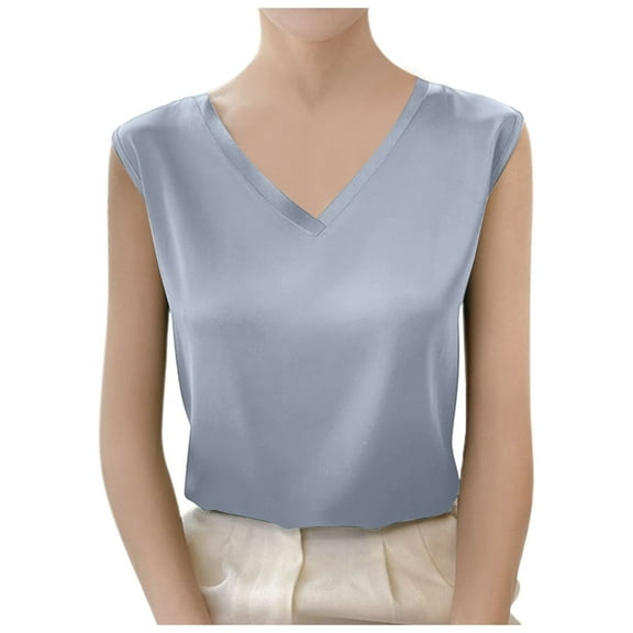 SHITINN Long Camisole Women Top Set Ladies V Neck Wide Strap Ice Silk Camisole Loose Fit Basic Top Summer Sleeveless Shirt. for Layering Or Wearing Alone for A Look.