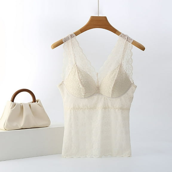 SHITINN Long Length Lace Backless Bra with Built In Pads for Women Breathable and Thin for Summer Long Camisole Women Camisole with Bra Women 2x Womens Tops plus Size Womens Tops Pack Ally Tops Women