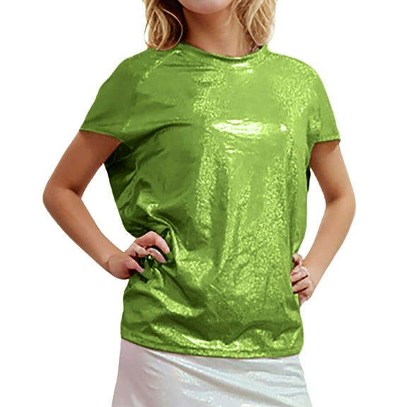 SHITINN Loose Adult Stretch Solid Color Bat Sleeved Top for Women Womens Short Sleeve Shirts Womens T Shirts Summer Shirts