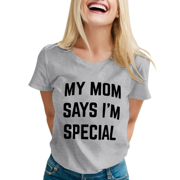SHITINN Mom's Favorite Day Family Humor T Shirt Women's Short Sleeve Tops Womens Tops Trendy Summer Shirts