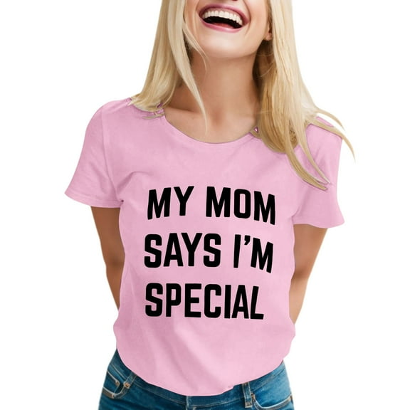 SHITINN Mom's Favorite Day Family Humor T Shirt Womens Short Sleeve Blouses Womans Tops Spring Tops for Women