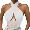 thumbnail image 1 of SHITINN Muscle Tee Pajamas Women Womens Suspenders Fashion Sleeveless Hollow Out Top Irregular Neckline Fishbone Corset Vest, 1 of 9