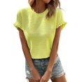 thumbnail image 1 of SHITINN New Women's Round Neck Top Pleated Short Sleeves Short Sleeve Tunic Tops for Women Womens Tops Women Summer Tops, 1 of 5