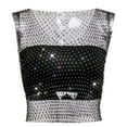 thumbnail image 1 of SHITINN Oversized All Lace Top Rhinestone Fishing Net Net Flash Women's Short Sleeved Vest, 1 of 2