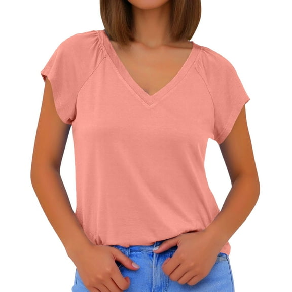 SHITINN Plus Size T Shirts for Women V Neck Short Sleeve Basic Plus Size Tops Loose Fit Summer Sp T Shirts for Women Womens Summer Tops Short Sleeve Summer Clothes