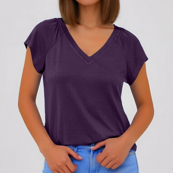 SHITINN Plus Size T Shirts for Women V Neck Short Sleeve Basic Plus Size Tops Loose Fit Summer Sp Tshirts Shirts for Women Womens Tops Short Sleeve Womens Summer Clothes