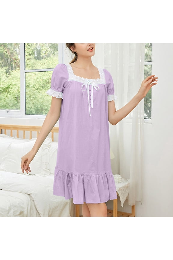 Retro European And Skirts Short Sleeved Skirts Plus Size Foreign Trade High End Nightgown Leisure Home Clothing plus Womens Duster Pant Set Large Print plus Size Christmas Nightgown