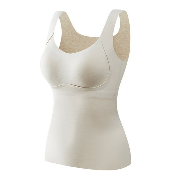 SHITINN Satin Camisole for Women Seamless Camisoles for Women Warm Vest Women with Chest Pads In Autumn and Winter Sleeveless Bottoming Underwear Seamless Sling Inside The Coat.