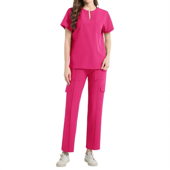 SHITINN Scrub Sets for Woman Casual Nursing Uniforms Red Womens Scrub Tops Cozy Fit Nurse Scrubs for Women Set