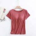 thumbnail image 1 of SHITINN Short Sleeved T Shirt with Chest Pad Bra Cup Semi Sleeve Vest Pajamas Athletic Crop Tops 3x Sleeveless Shirts Active Loose Tops for Women Womens Top Loose Fit Half Top Muscle Shirt Women, 1 of 3