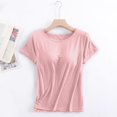 thumbnail image 1 of SHITINN Short Sleeved T Shirt with Chest Pad Bra Cup Semi Sleeve Vest Pajamas Athletic Crop Tops 3x Sleeveless Shirts Active Loose Tops for Women Womens Top Loose Fit Half Top Muscle Shirt Women, 1 of 3