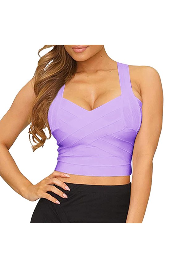 Sleep Tops for Women String Top Ladies V Neck Bandage Knitted Hot Girl Slim Elastic Corset Vest