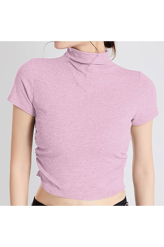 Small High Necked Short Sleeved Bottoming Shirt with Chest Pad for Women's Slim Underwear Women Short Sleeve Tops Women Tshirts Summer Top Women