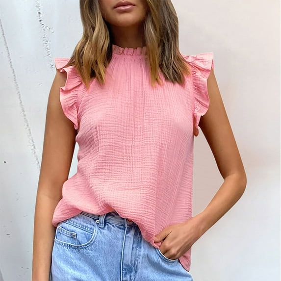 SHITINN Spring and Summer New European and Border Women's Solid Color Stitching Sleeveless Top Fa Short Sleeve Womens Tops Women Summer Outfits Tshirts Shirts for Women