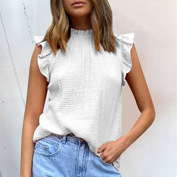 SHITINN Spring and Summer New European and Border Women's Solid Color Stitching Sleeveless Top Fa Womens Short Sleeve Tops Womens Tees Loose Fit Womens Shirt