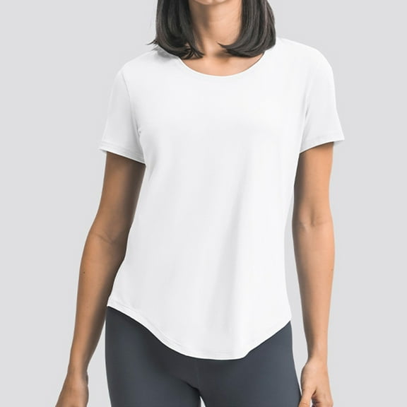 SHITINN Spring and Summer New Sheer Fit Sport Short Sleeve Women's Casual Versatile Outerwear for Short Sleeve Tops Casual Tops for Women Cute Summer Tops