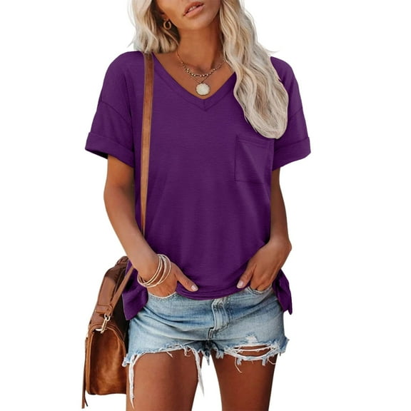 SHITINN Summer Womens T Shirts Short Sleeve Printed Shirts Casual Button Down Crew Neck Work Blou Short Sleeve Blouses for Women Tops for Women Trendy Summer Casual Tops for Women