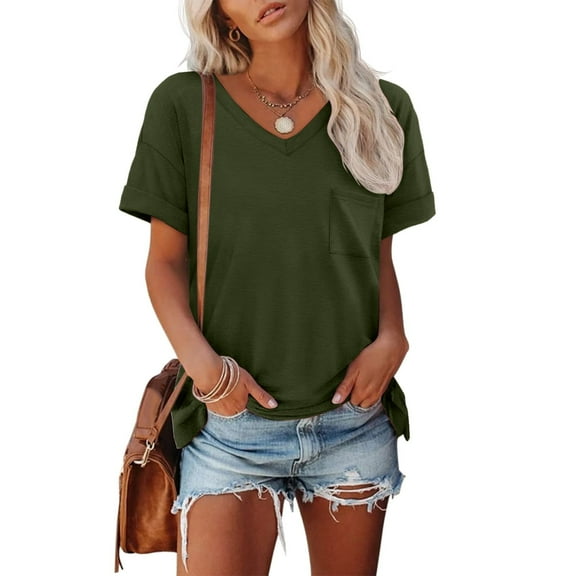 SHITINN Summer Womens T Shirts Short Sleeve Printed Shirts Casual Button Down Crew Neck Work Blou Short Sleeve Tops Women Summer Tops Women's Blouses