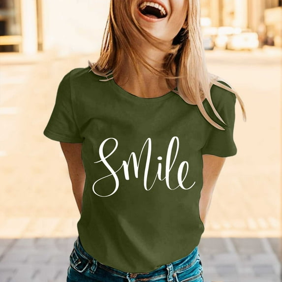 SHITINN T Shirts for Women Graphic Tee Clothes Summer Short Sleeve Top Shirts for Women Women's Short Sleeve Tops Womens Summer Clothes
