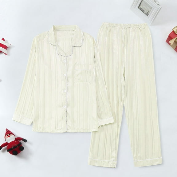 SHITINN Thin Long Sleeve Suit Spring And Autumn Ice Silk High Sense Ink Painting Leisure Home Clothing Pajamas for plus Size Women Pajamas Top for Women Postpartum Going Home Outfit