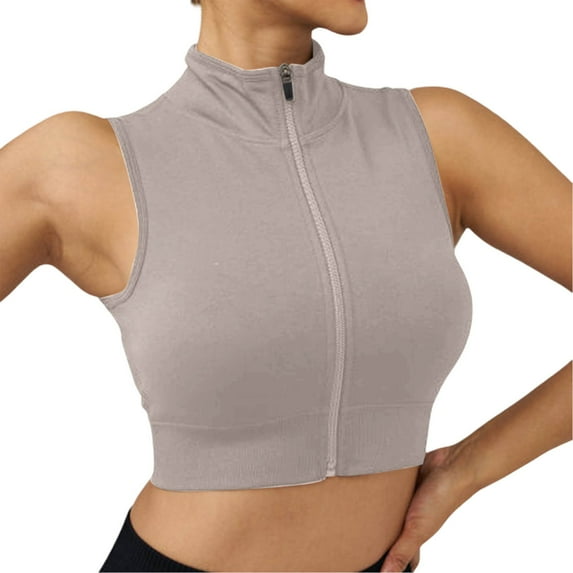 SHITINN Top Loose Fit Lace Tops for Women V Neck Ladies' Comfortable and Casual High Neck Zipper Quick Drying Sports Vest