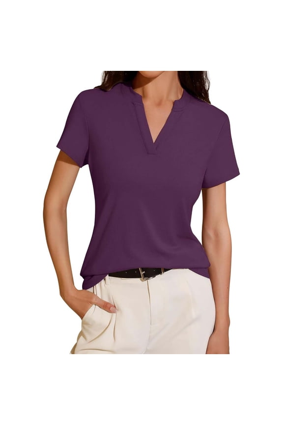 V Neck Loose Fit Short Sleeve Shirt for Women Spring Summer Tail Hem Blouse Top T Shirts Women Womens Short Sleeve Tops Summer Outfits for Women