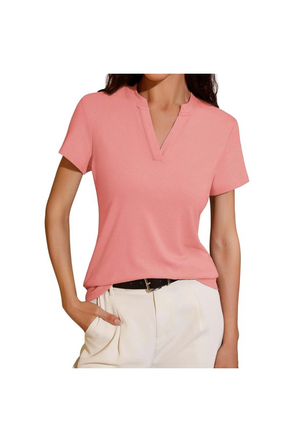 V Neck Loose Fit Short Sleeve Shirt for Women Spring Summer Tail Hem Blouse Top Tshirts Shirts for Women Short Sleeve Tops Womens Tees Loose Fit