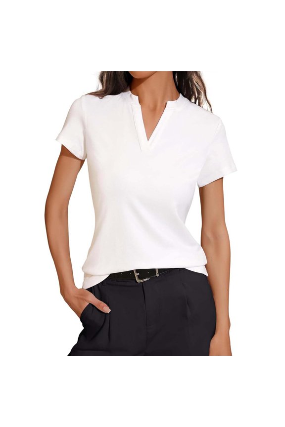 V Neck Loose Fit Short Sleeve Shirt for Women Spring Summer Tail Hem Blouse Top Shirt Women Women Short Sleeve Tops Summer Tops