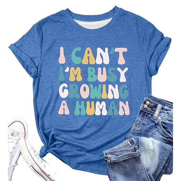 SHITINN Women Blouses Women's Casual Letter Printing Crew Neck Short Sleeve T Shirt Top Cute Short Sleeve Tops for Women Summer Shirts Women